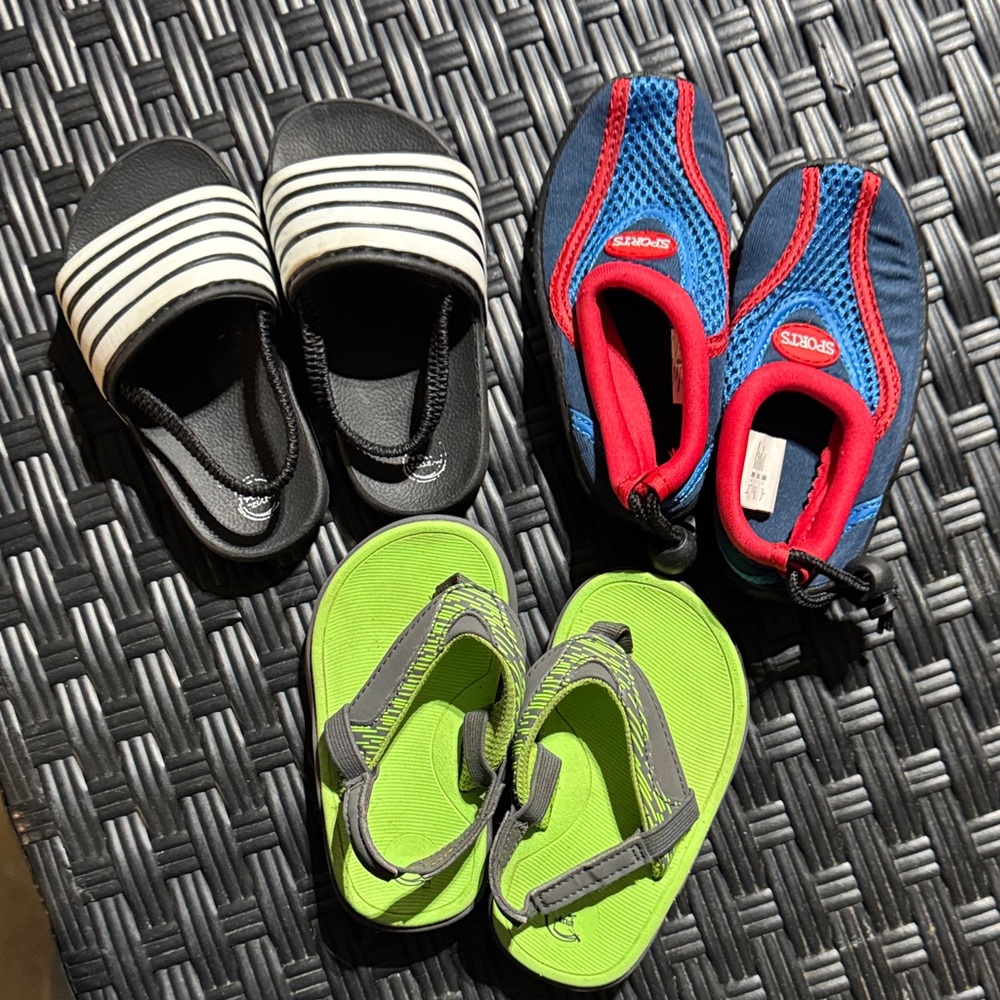 Adidas Kids Black and White Slides